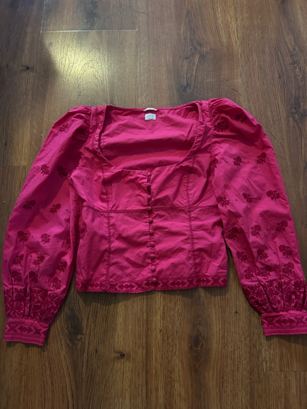 Wilfred Fuchsia Square-Neck Button-Up Blouse - Picture 1 of 7